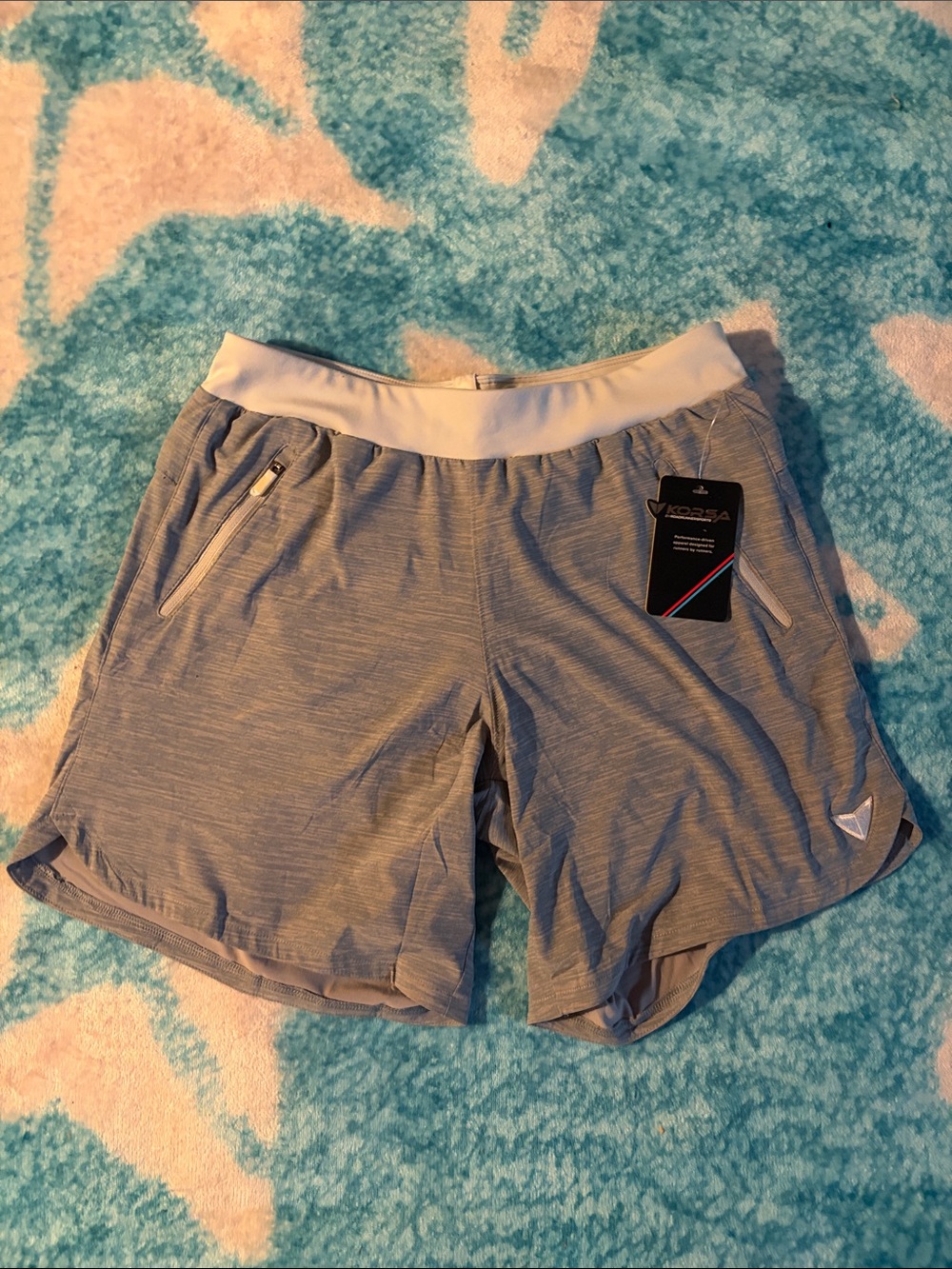 KORSA Light Gray Women's Athletic Shorts with White Waistband